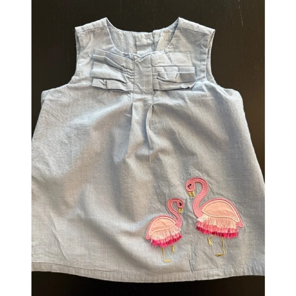 Crown‎ & Ivy Baby Pelican Dress Girls 6m Blue Sleeveless Casual Classic Summer